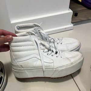 Vans White High-Top Platform Sneakers